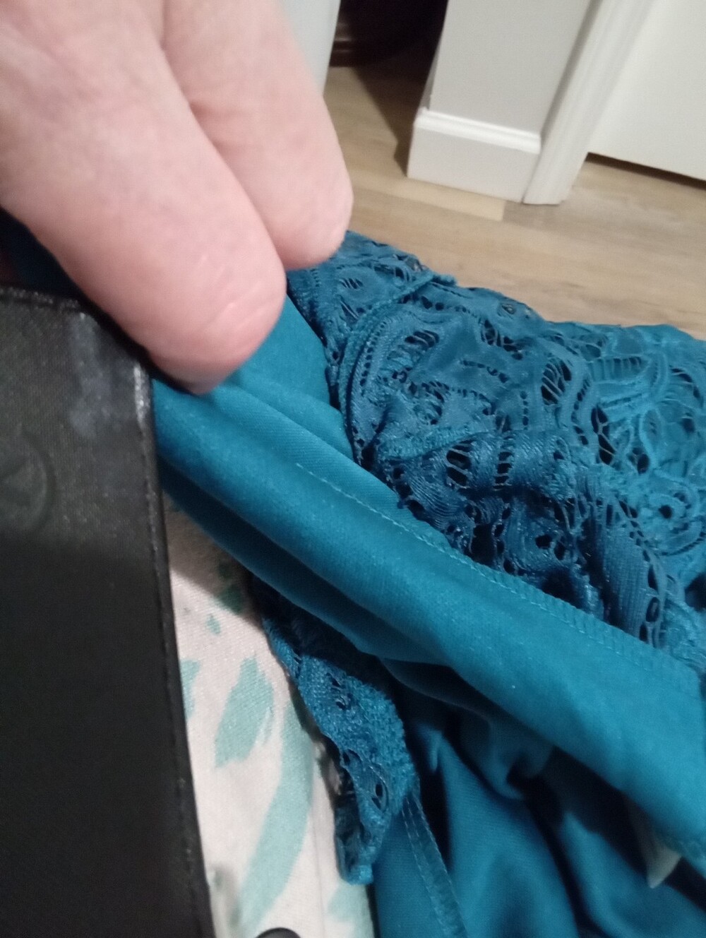 Scobe Size XL Dark Teal Lace with Lining Sleeveless Tailored Fit Peplum Blouse - Picture 5 of 8
